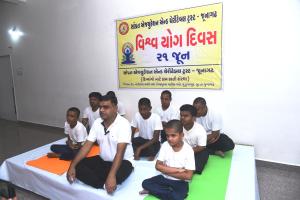 Celebration of World Yoga Day on June 21 by disabled children of Samprat Sanstha